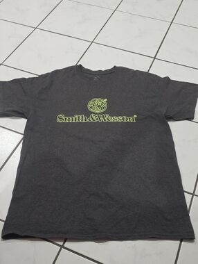 Smith & Wesson Men's Black Short-Sleeve Tee with Neon Lime Logo